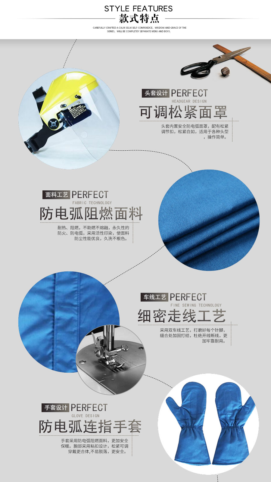 阻燃絕緣防電弧服套裝—款式特點(diǎn)